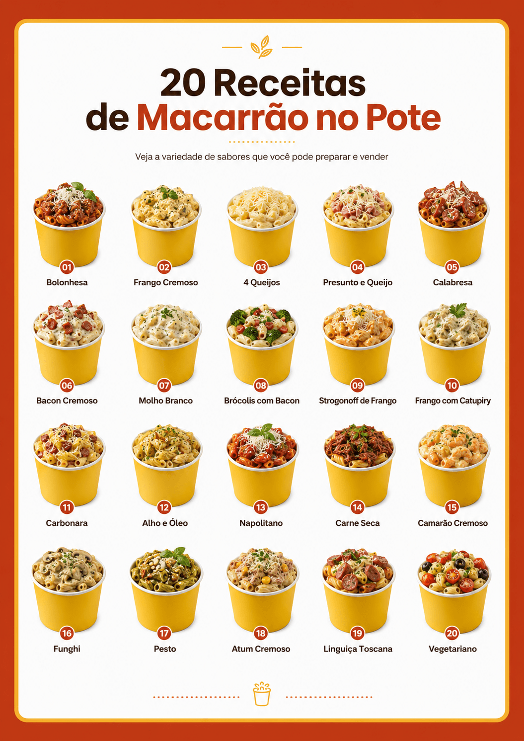 Página interna: 20 receitas de macarrão no pote